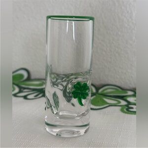 St. Patrick's day four leaf clover icon shot glass